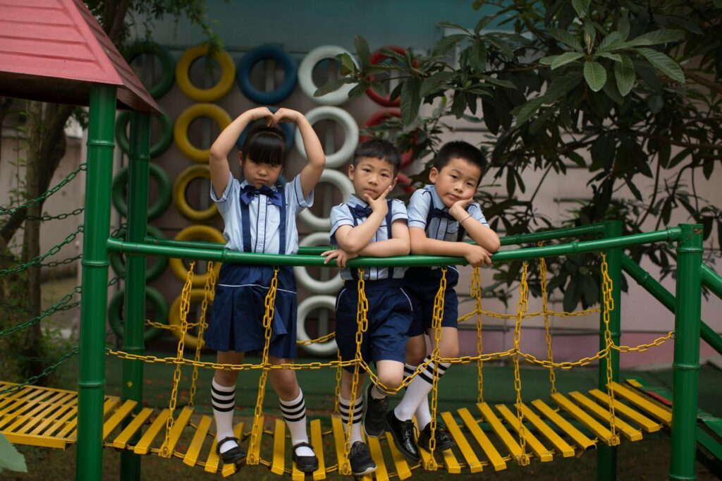 children playing educational games online