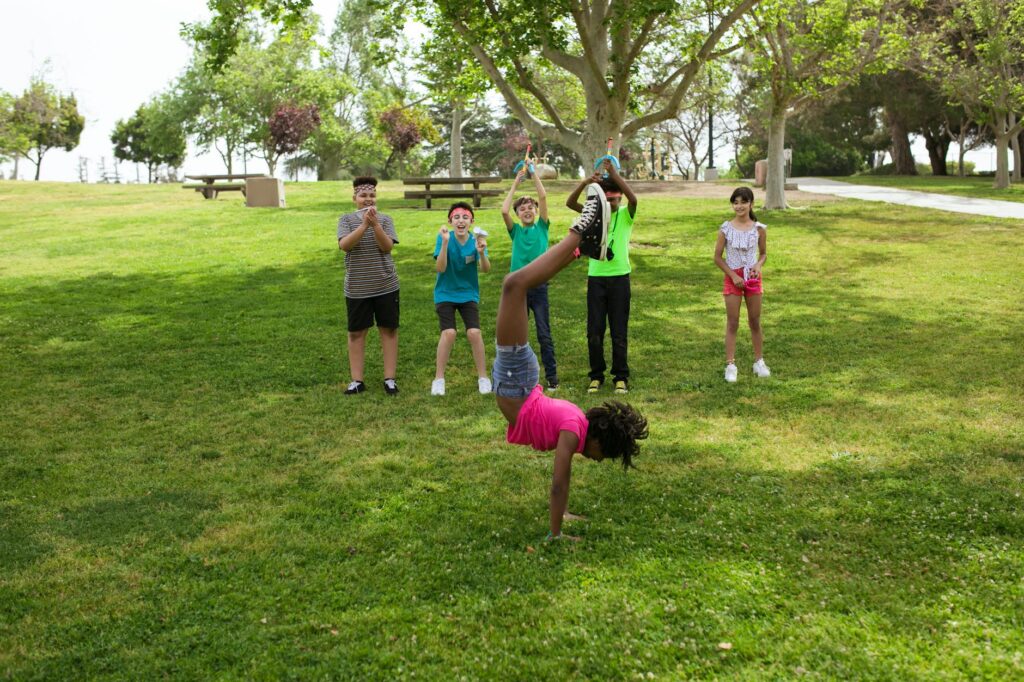 kids doing classroom brain break