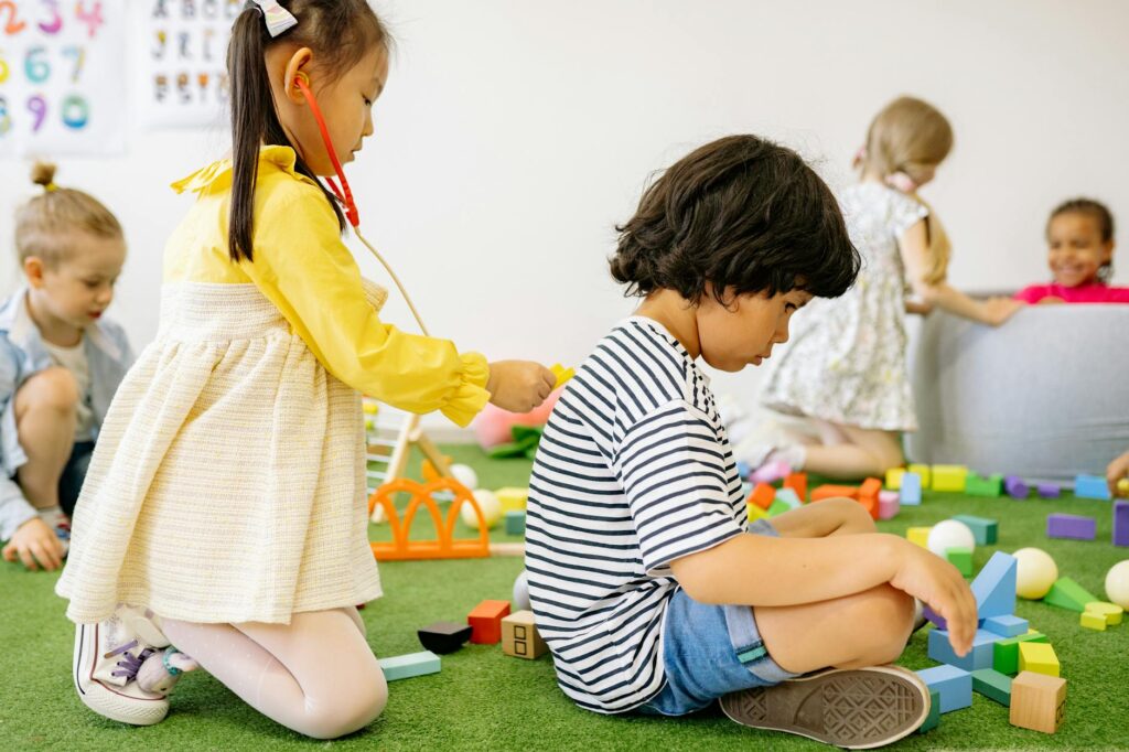 kids playing educational game