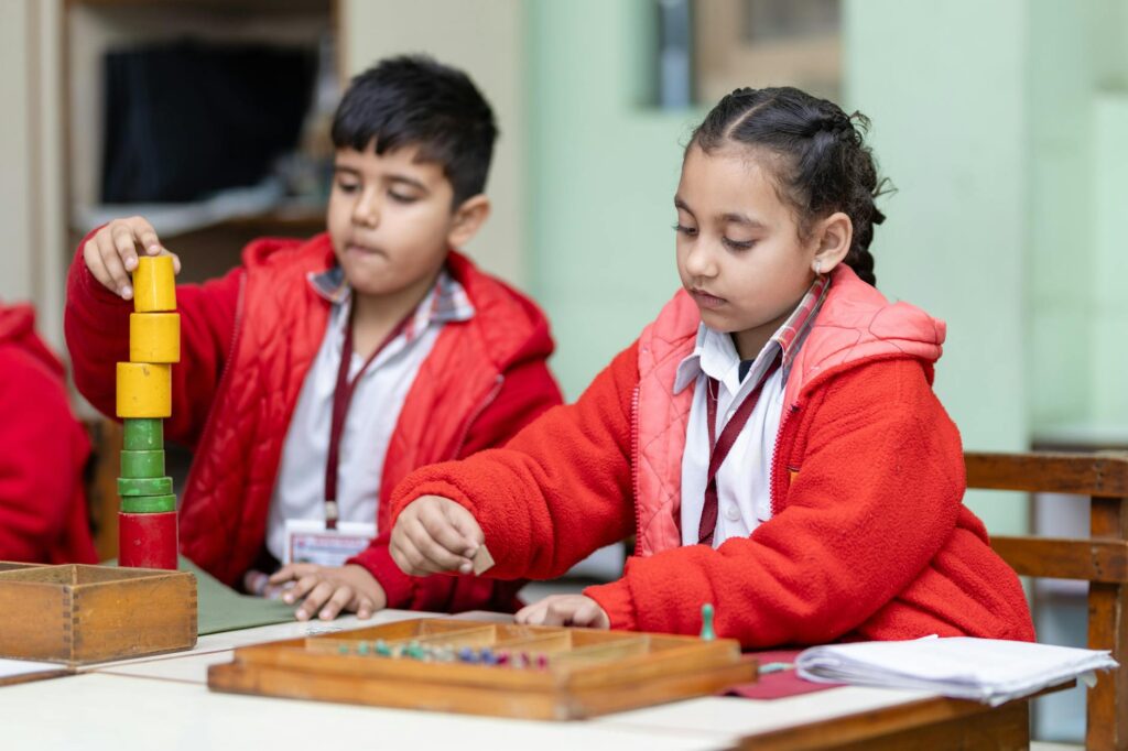 student playing computer game