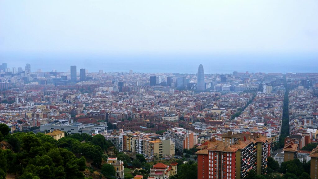 Barcelona cityscape nightlife