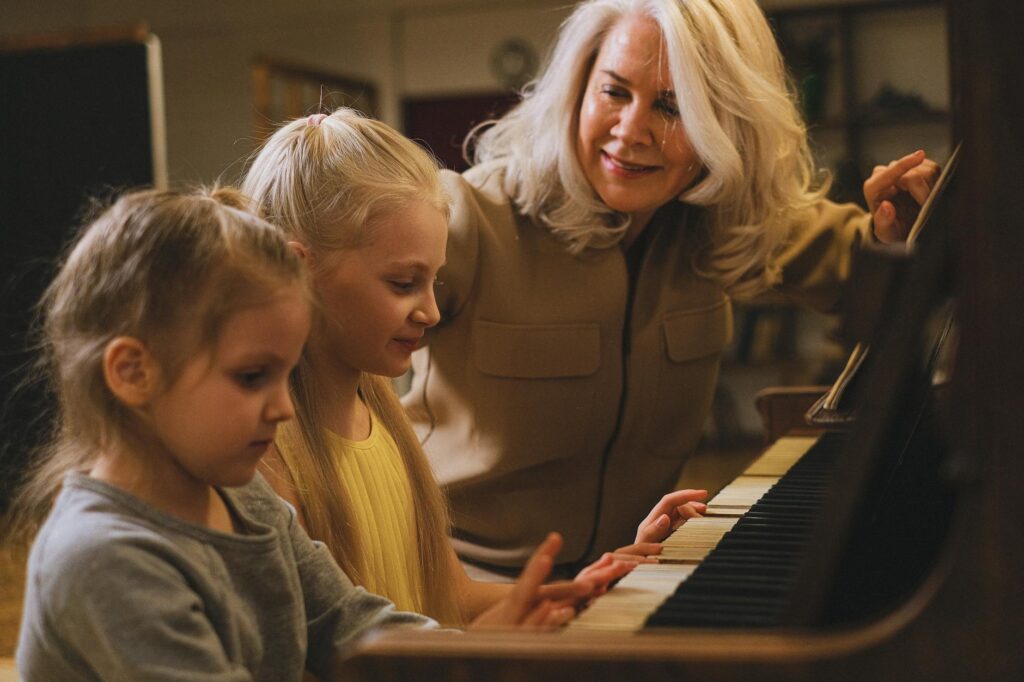 children learning music classroom