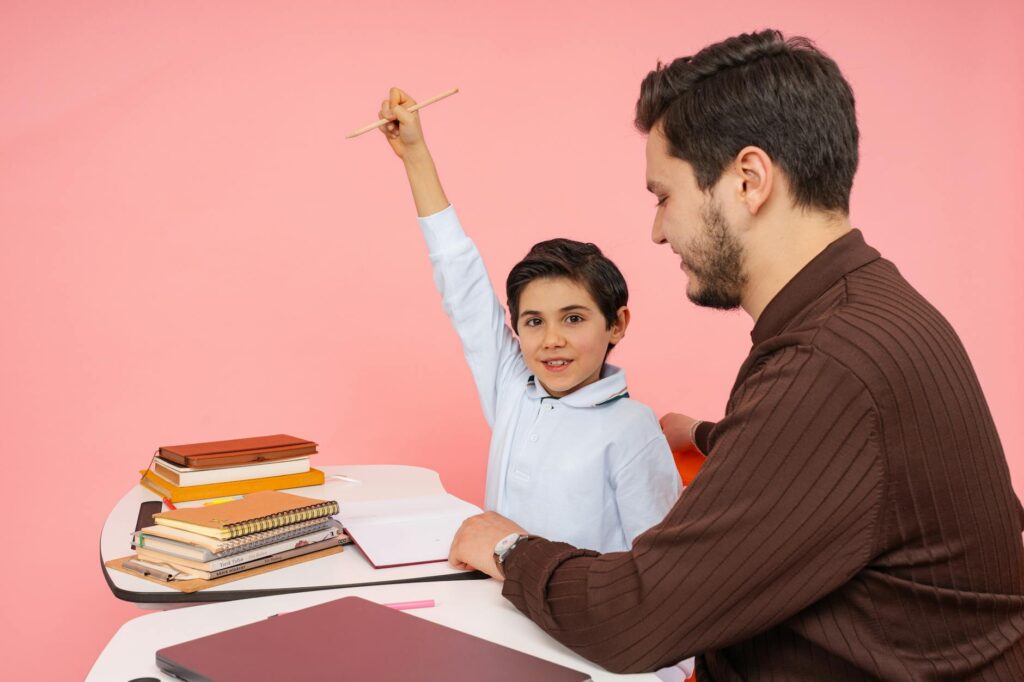 classroom au pair helping student