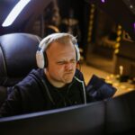 competitive gamer practicing