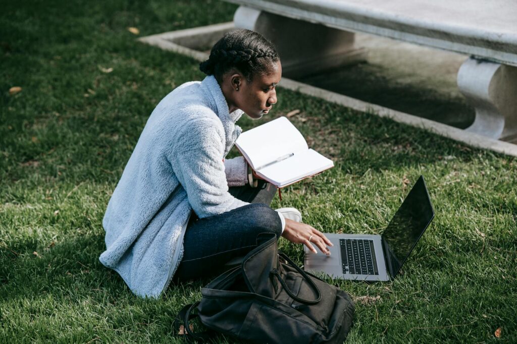 student taking online test computer