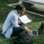 student taking online test computer