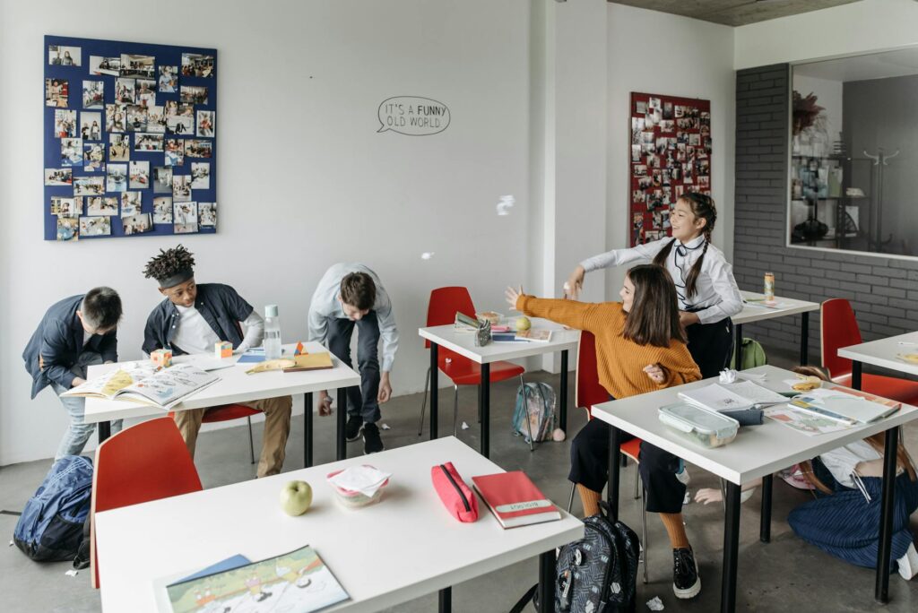 students playing classroom game