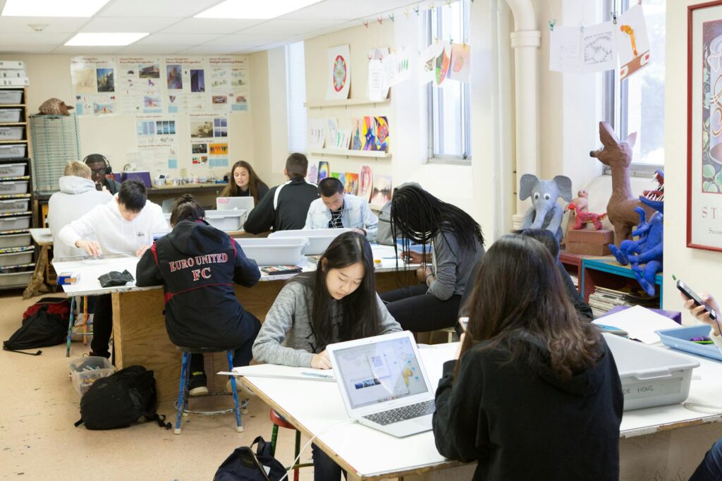 students working in classroom jobs