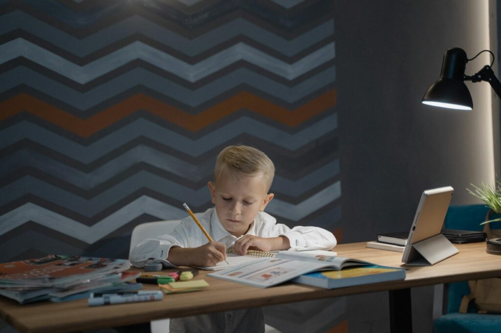 child learning at home