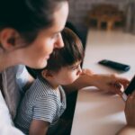 child using educational app
