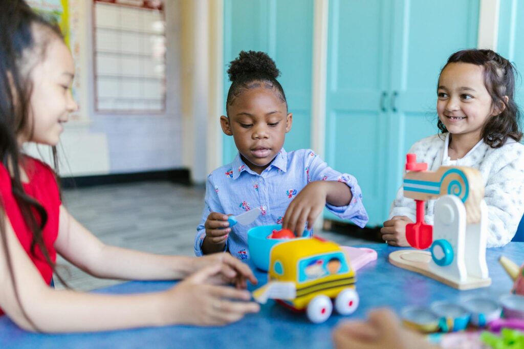 children playing classroom games