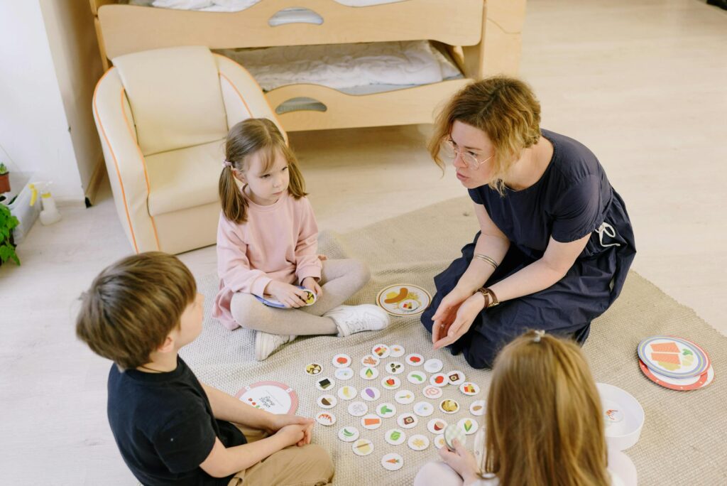 children playing educational games