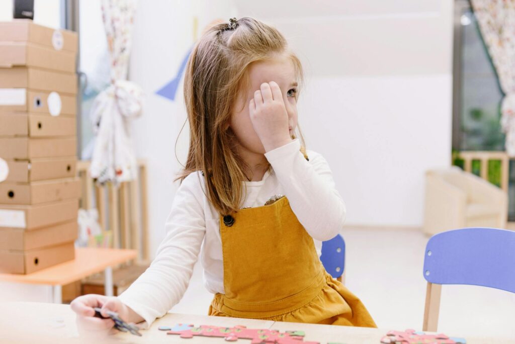 children playing puzzle game