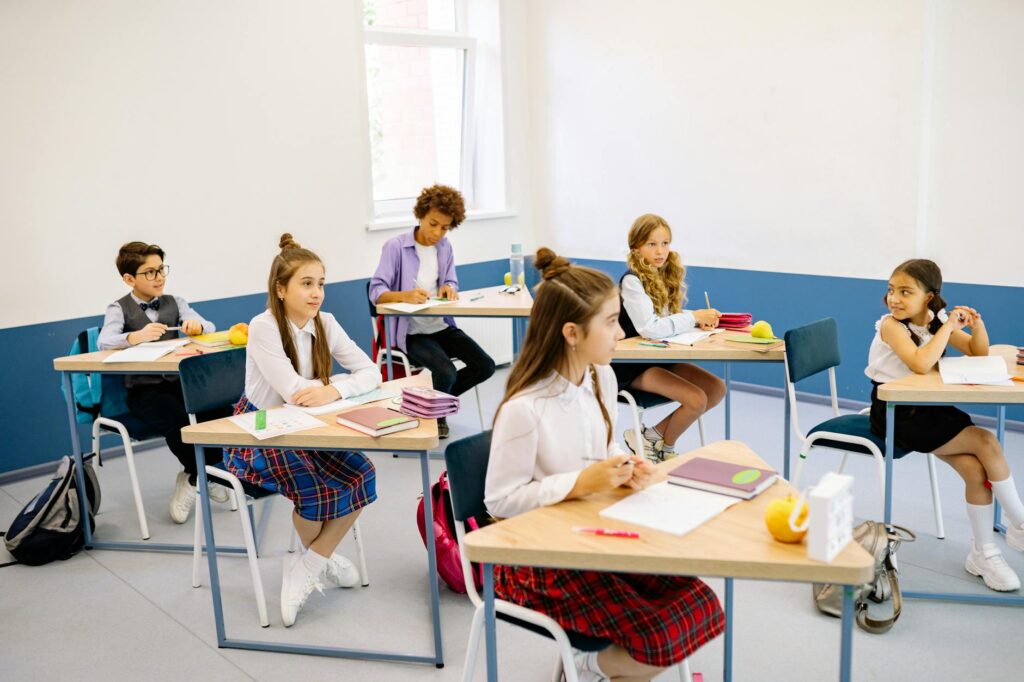 classroom with engaged pupils